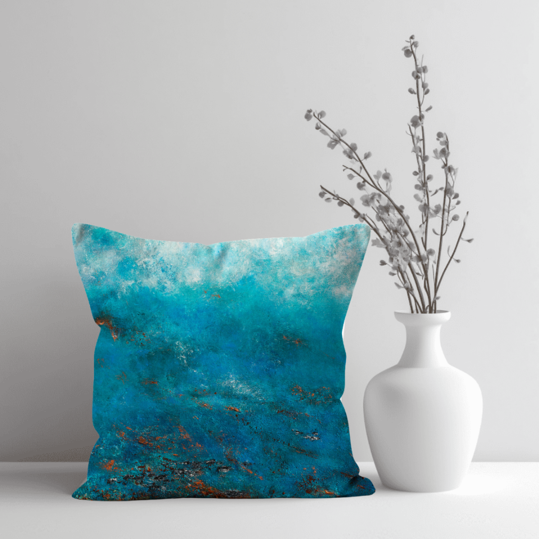 Azure Coast Cushion - Art by Ally
