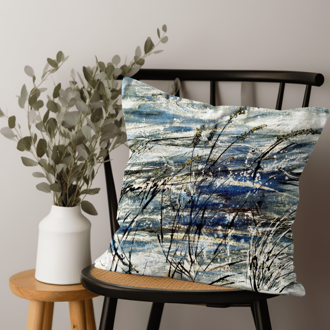 Field of Dreams Abstract Cushion on chair - Art by Ally