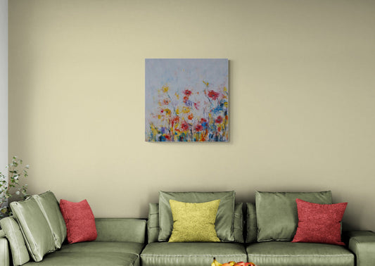 Summer Meadow Floral print on canvas room setting