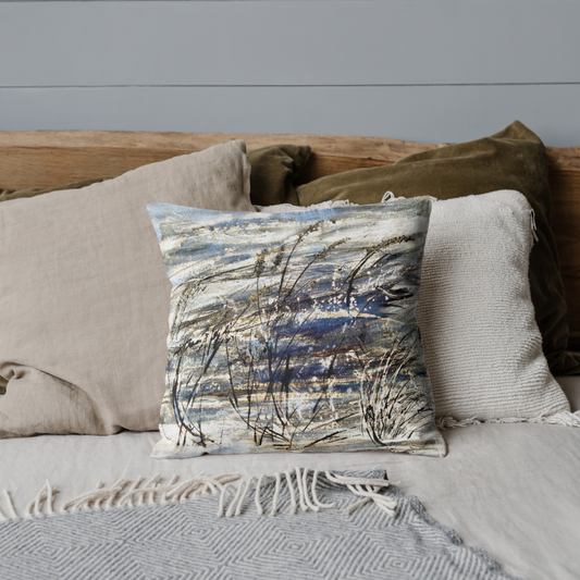 Field of Dreams Abstract Cushion on Bed Art by Ally