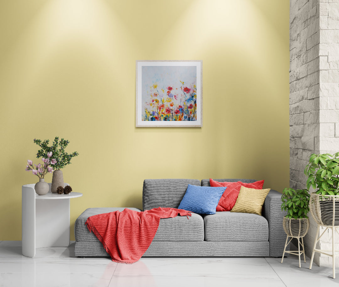 Summer Meadow framed floral abstract fine art print room setting
