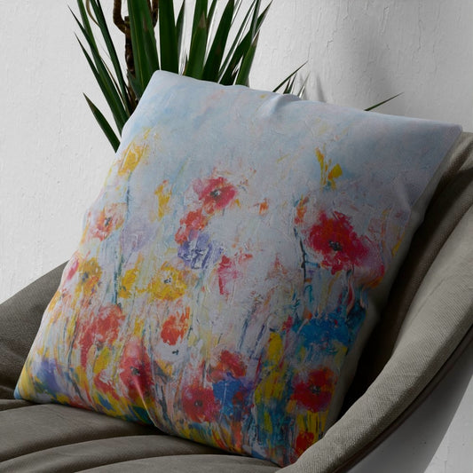 Alt Text
Summer Meadow Floral luxury faux suede cushion on chair