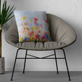 Summer Meadow Floral luxury faux suede cushion on chair